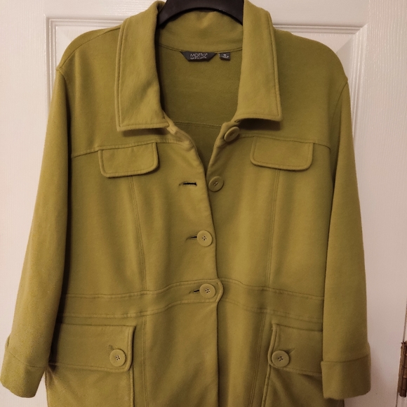 Motto Your Style Mantra Women's Jacket Size 1X Lemon Green  Cotton - Picture 1 of 13